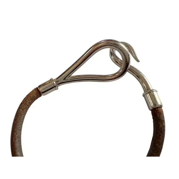 Hermès Jumbo Leather Hook Wrap Bangle Bracelet - Deep Brown